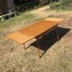 Vintage oak dining table compass legs