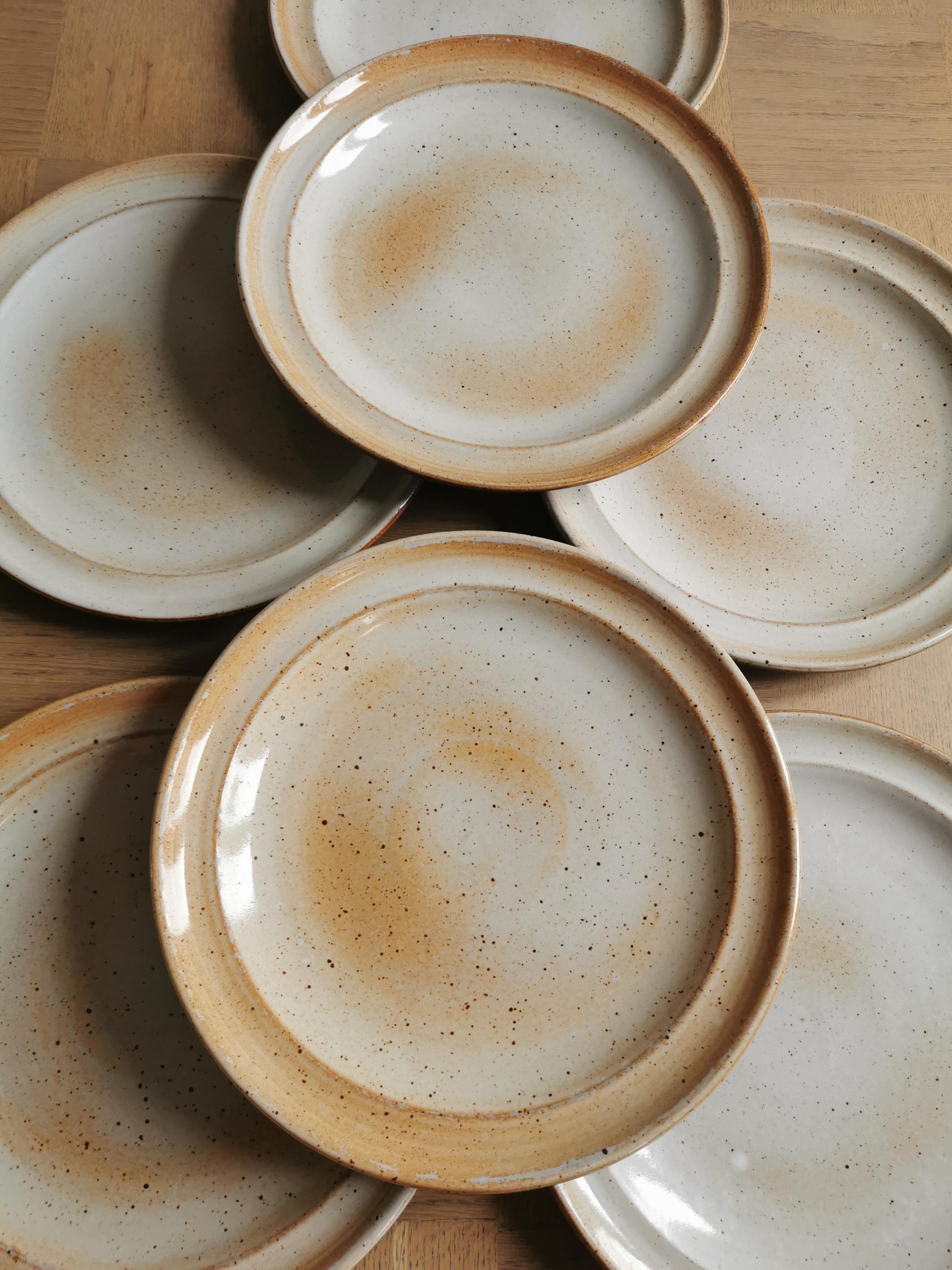 service of 7 vintage plates in Marais sandstone