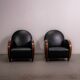 Pair of mid-century leather armchairs, circa 1970, made in Belgium.