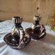 Duo of vintage ceramic candlesticks from Alsace, Obernai
