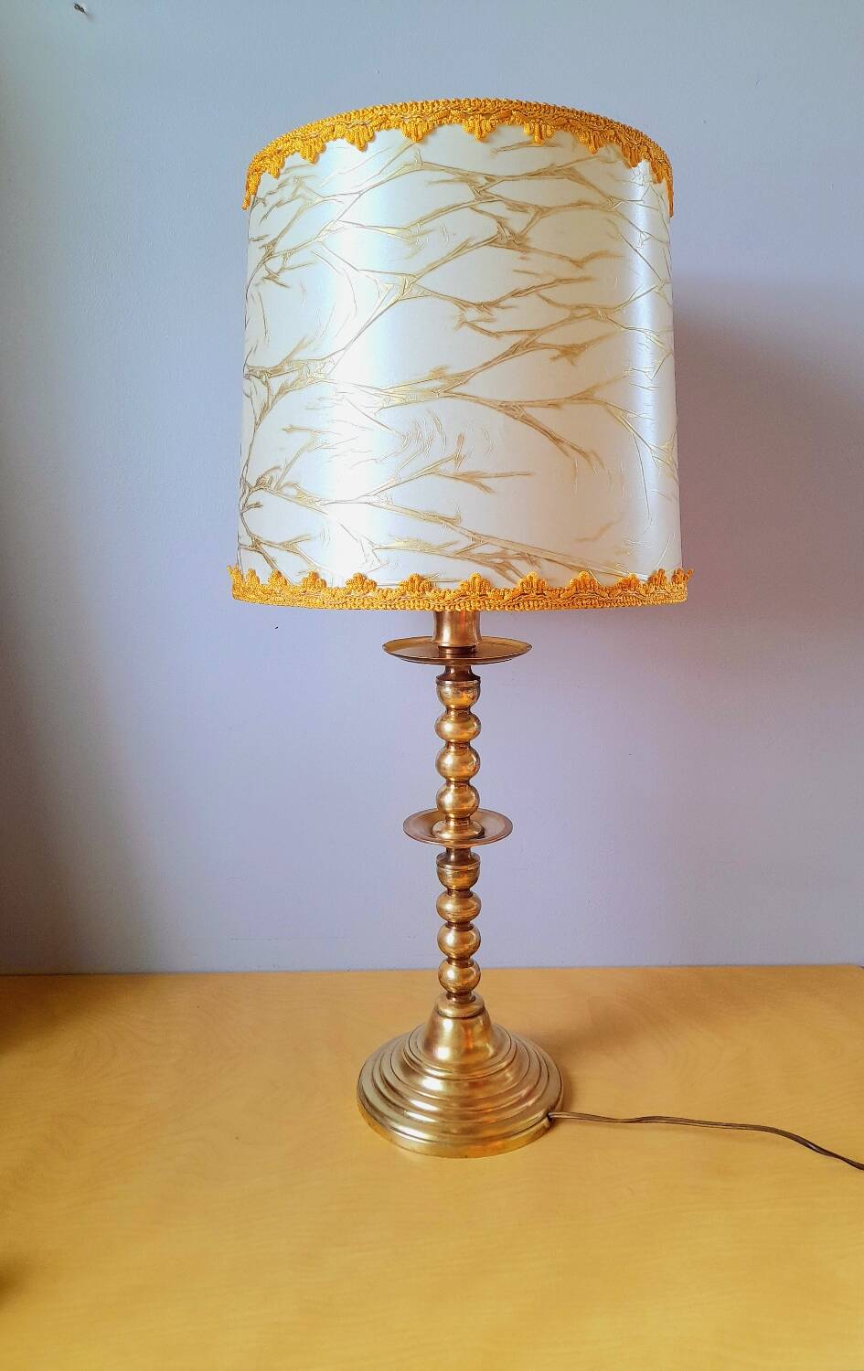 Turned brass lamp, 1960.