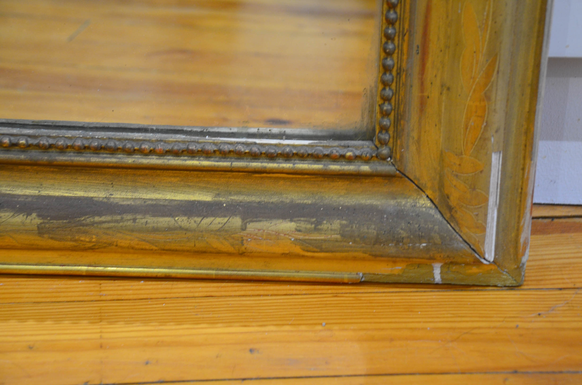 Late 19th century Napoleon III wood and stucco fireplace mirror 87x117cm