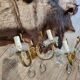 Set of two brass pendant wall lights