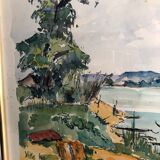 Watercolor by Georges Prestat River in Central African Republic