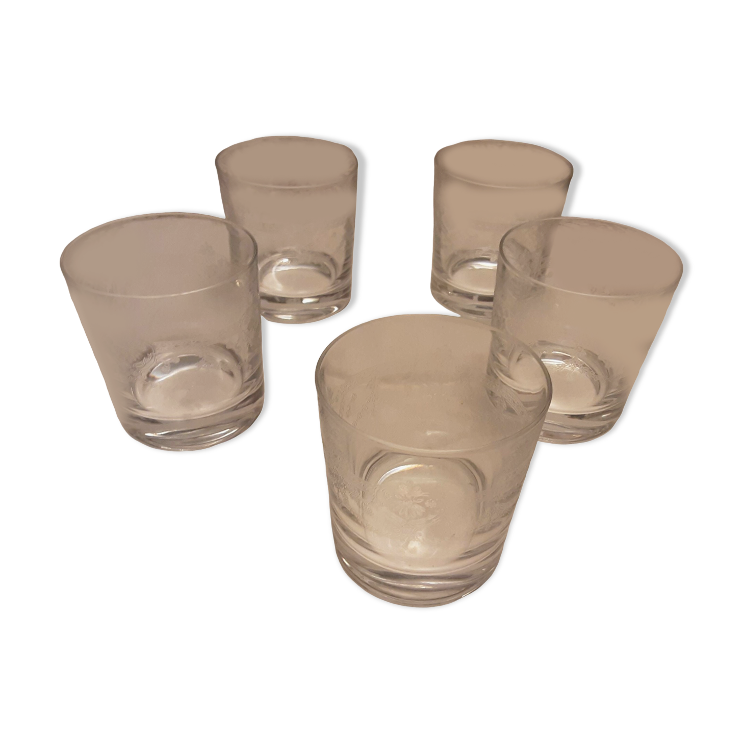 5 engraved whisky glasses