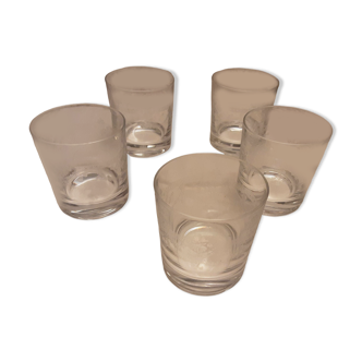 5 engraved whisky glasses