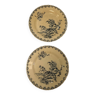 2 assiettes plates de gien modèle chardons