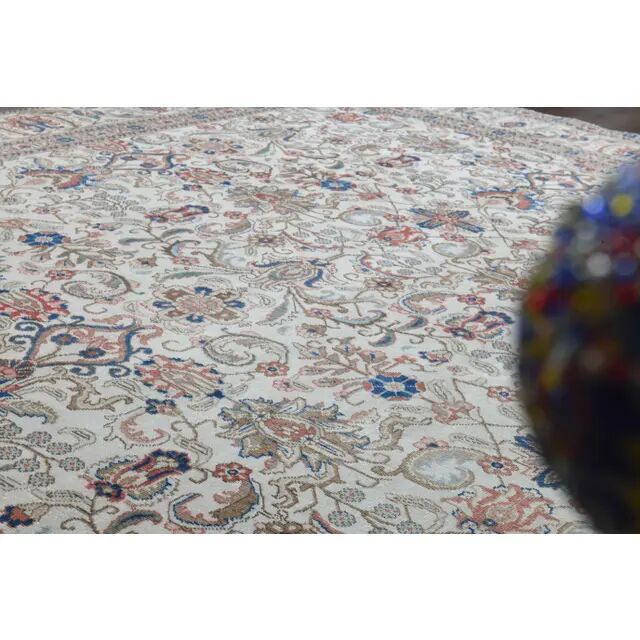 1960s Persian Handmade Wool Cotton Beige Oversized Area Rug 269x385
