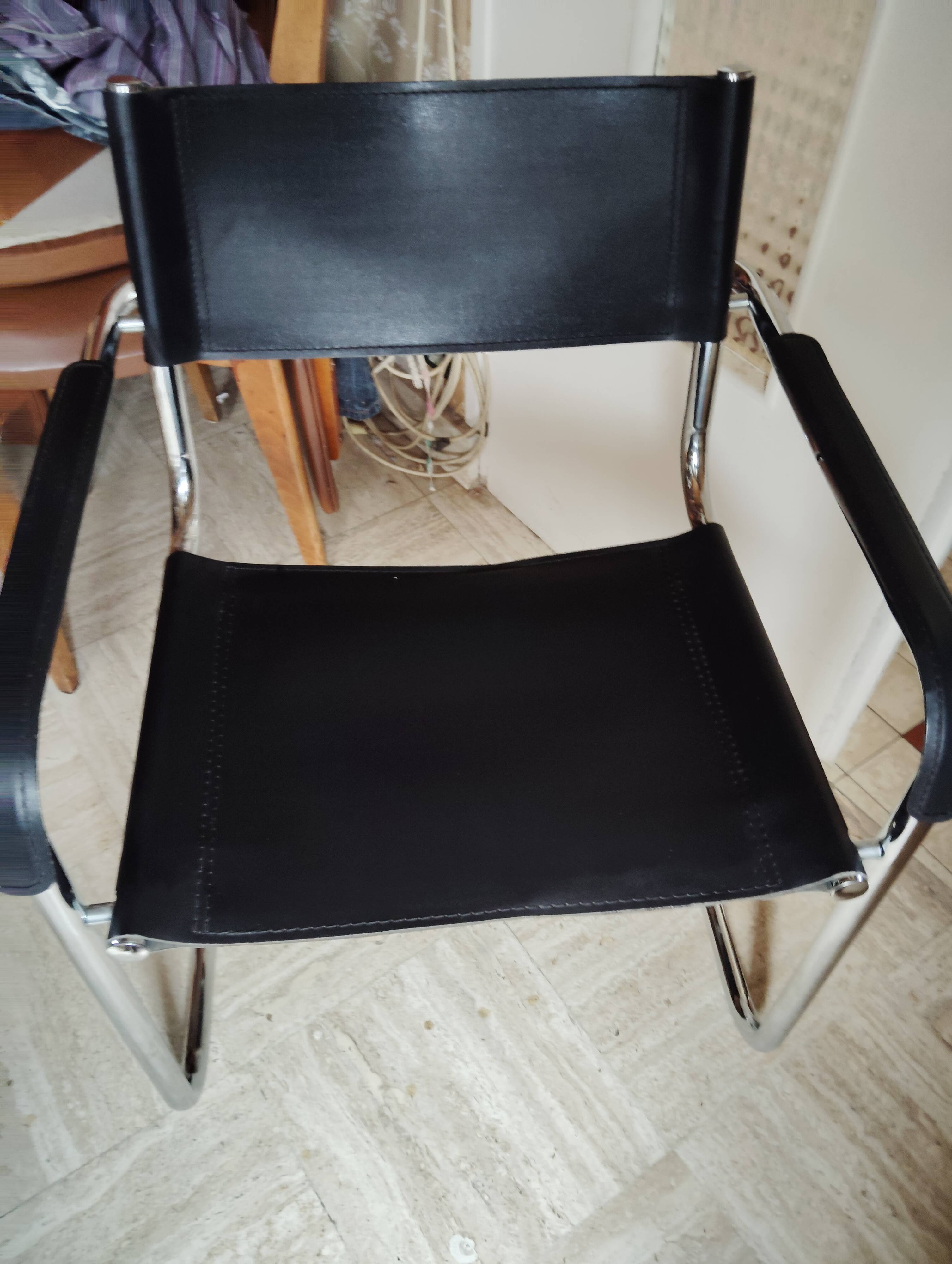 Set of 5 leather/chrome cantilever chairs