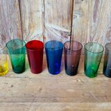 Set of 7 colored glasses 70s