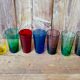 Set of 7 colored glasses 70s