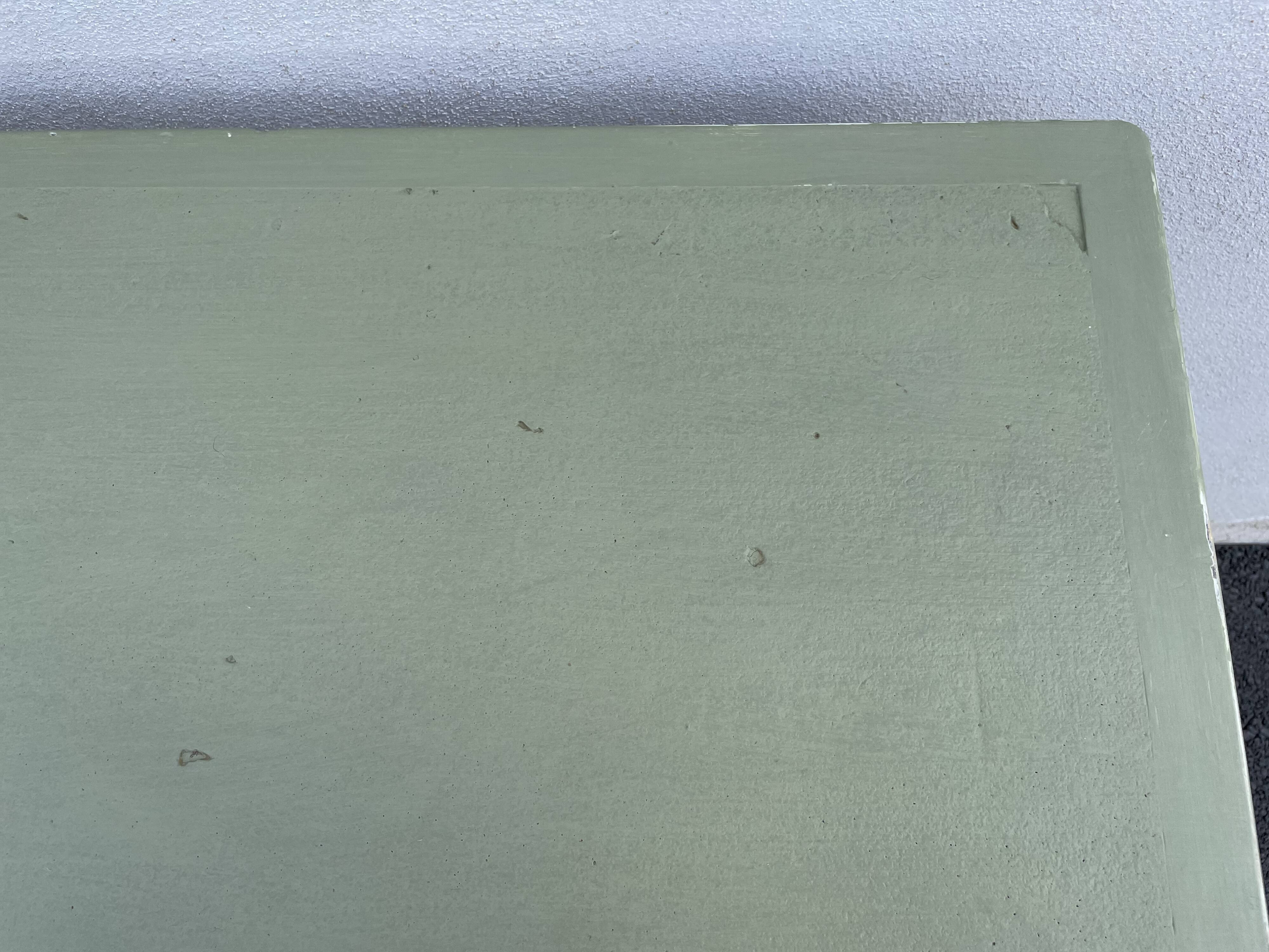 Patinated green baluster table