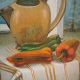 Still life in oil on panel signed J Gautier