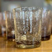 Biot 20th century: series of 10 bubbled glass lemonade glasses signed with orange-brown reflections
