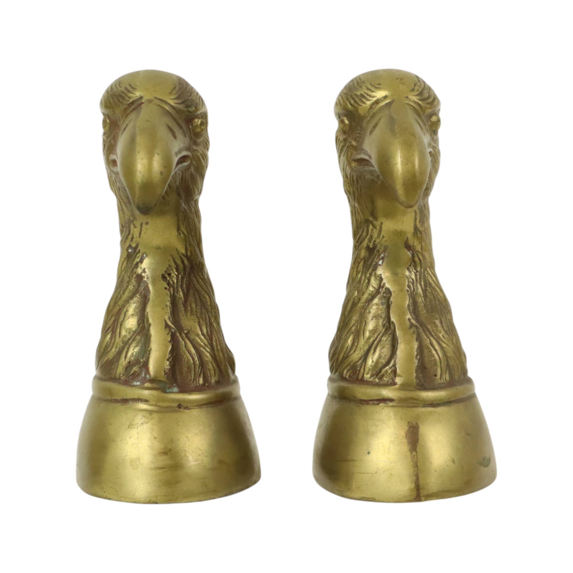 Pair of Vintage Brass Bird of Prey Eagle Bookends
