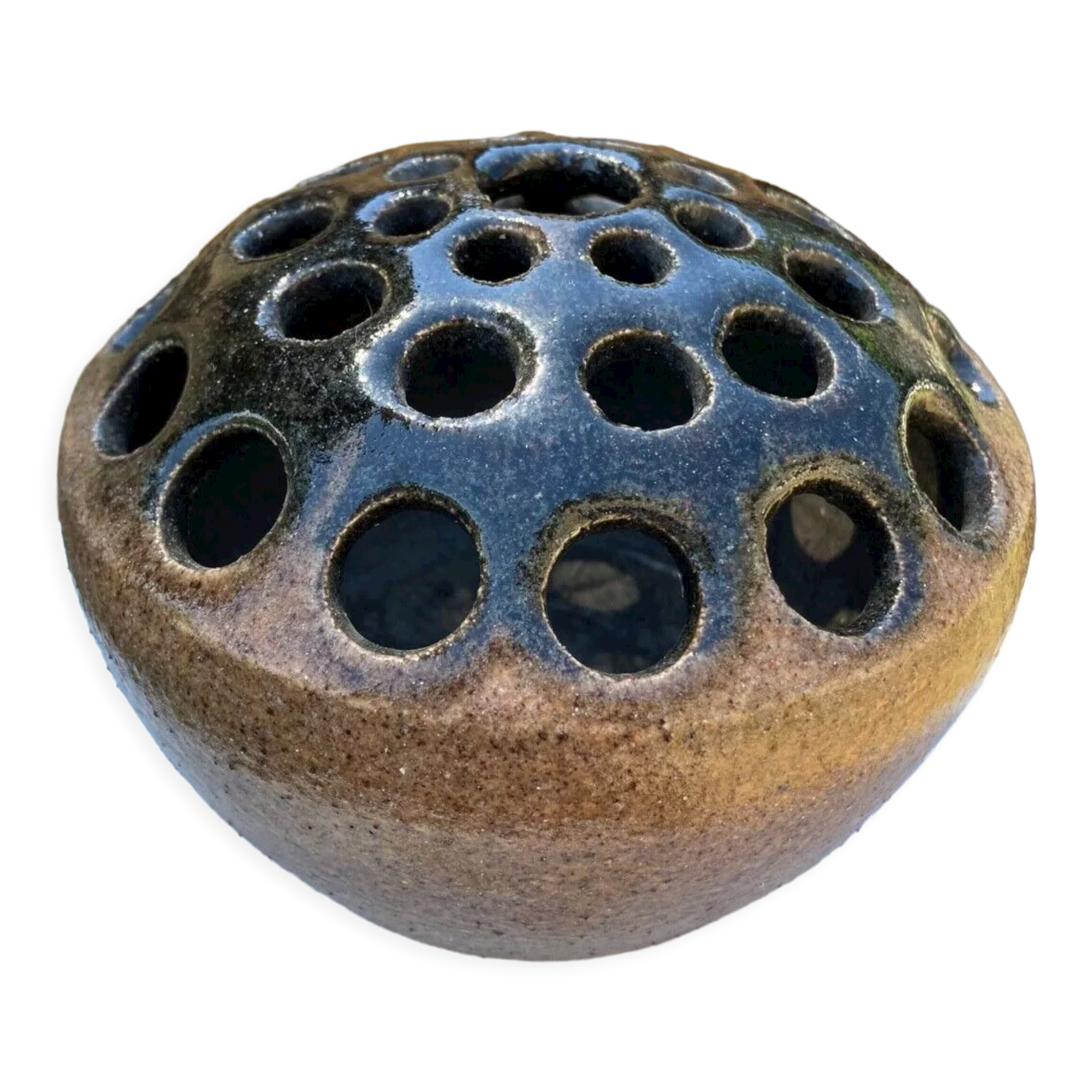 old vase, pique flowers signed accolay