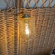 Hammered glass table lamp with vintage style shade