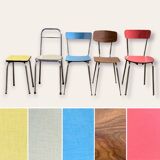 Mismatched formica chairs and stool 1960