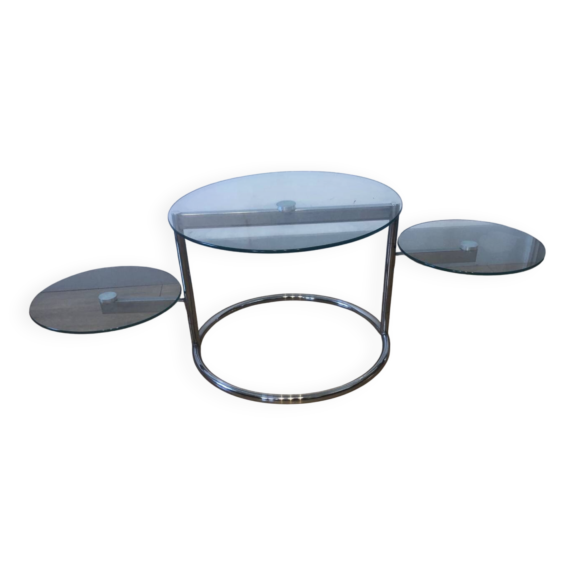 Vintage glass + steel table Bauhaus design