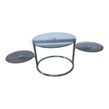 Vintage glass + steel table Bauhaus design