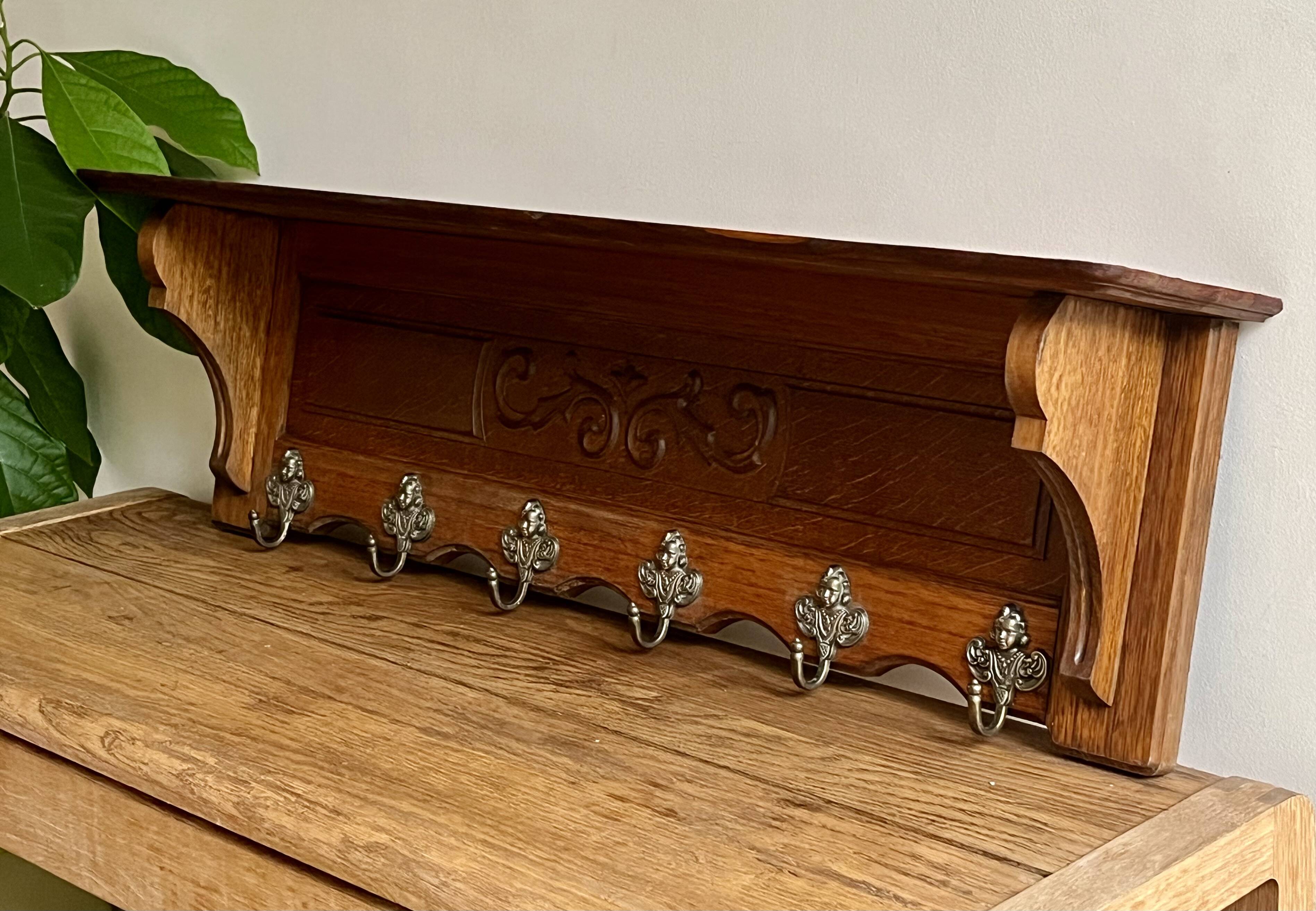 Wall coat rack - 6 hooks - Oak