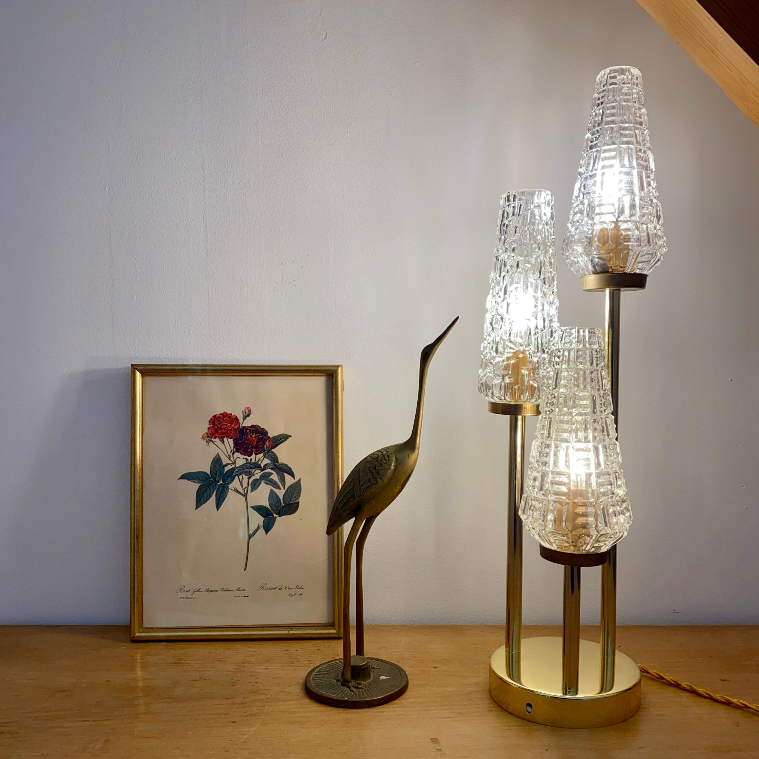 Table lamp troix lights vintage glass globes