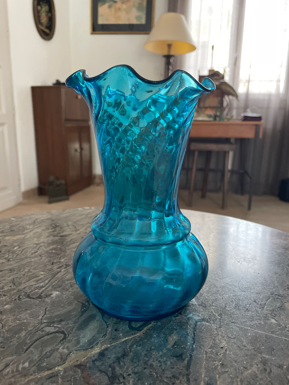 Vase en cristal bleu Georges Sand XIXeme siècle