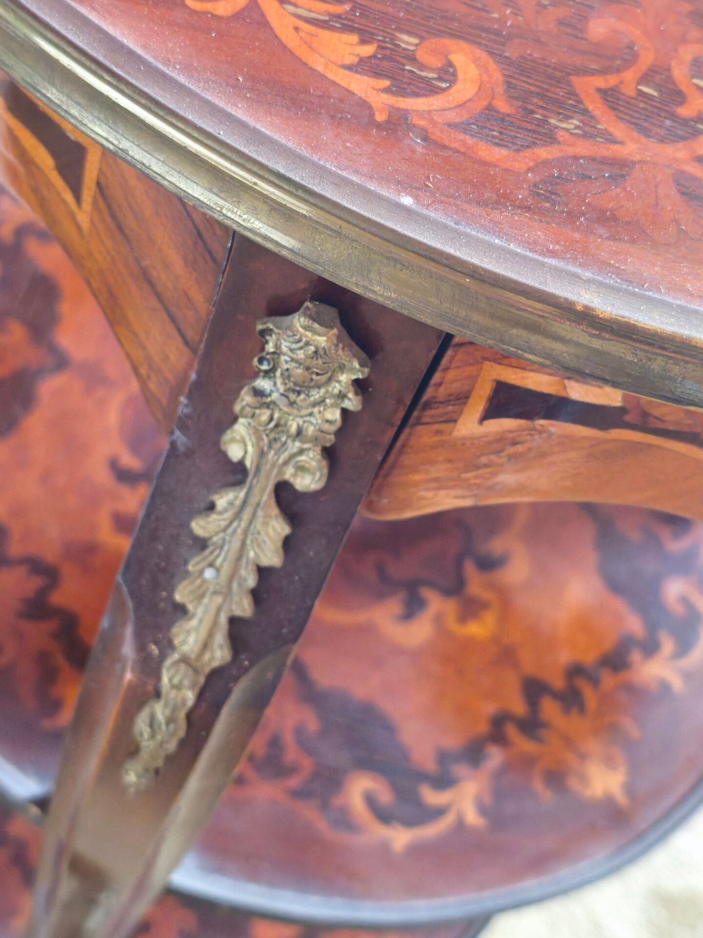 Napoleon III side table with three tiers in marquetry – 19th century