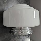 Old white opaline skyscraper ceiling light Ø 25 cm art deco 1930