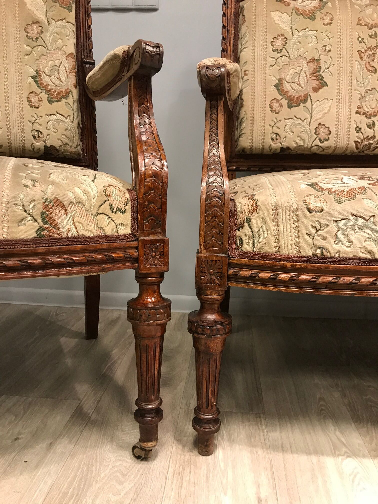 Sofa set and two armchairs, antique 19th century