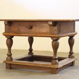 Antique Nordic Baroque Oak Table, Dated 1807