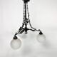 Vintage gothic brass and glass chandelier, 1970s