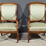 Paire de Fauteuils à Crosses en Acajou, époque Restauration – Début XIXe