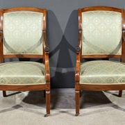 Pair of Crossed Armchairs in Mahogany, Restoration Period – Early 19th Century
