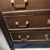 Commode 3 tiroirs de style Louis XVI, marbre et bronzes dorés