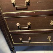 Commode with 3 drawers in Louis XVI style, marble and gilded bronze.