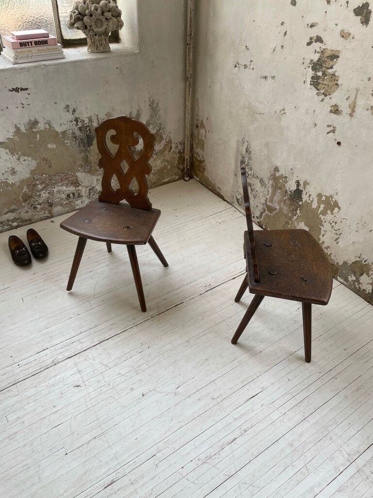 Pair of brutalist Alsatian mountain chairs 19th