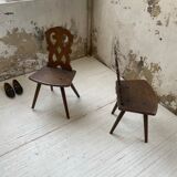 Pair of brutalist Alsatian mountain chairs 19th