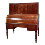 Parisian roll-top desk from the Charles X period in mottled mahogany