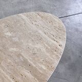 Oval travertine coffee table with ashwood slatted base – italy by forme