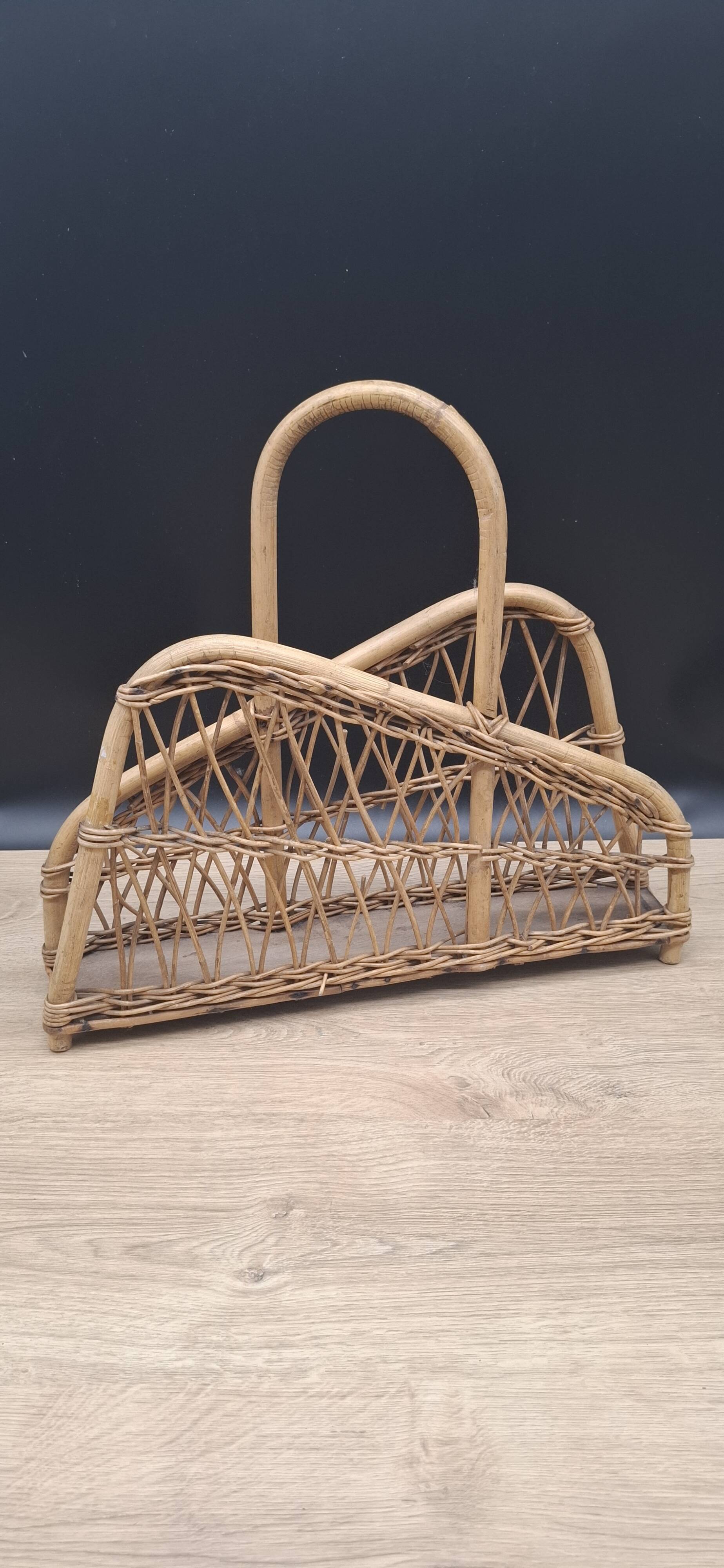 Rattan magazine rack