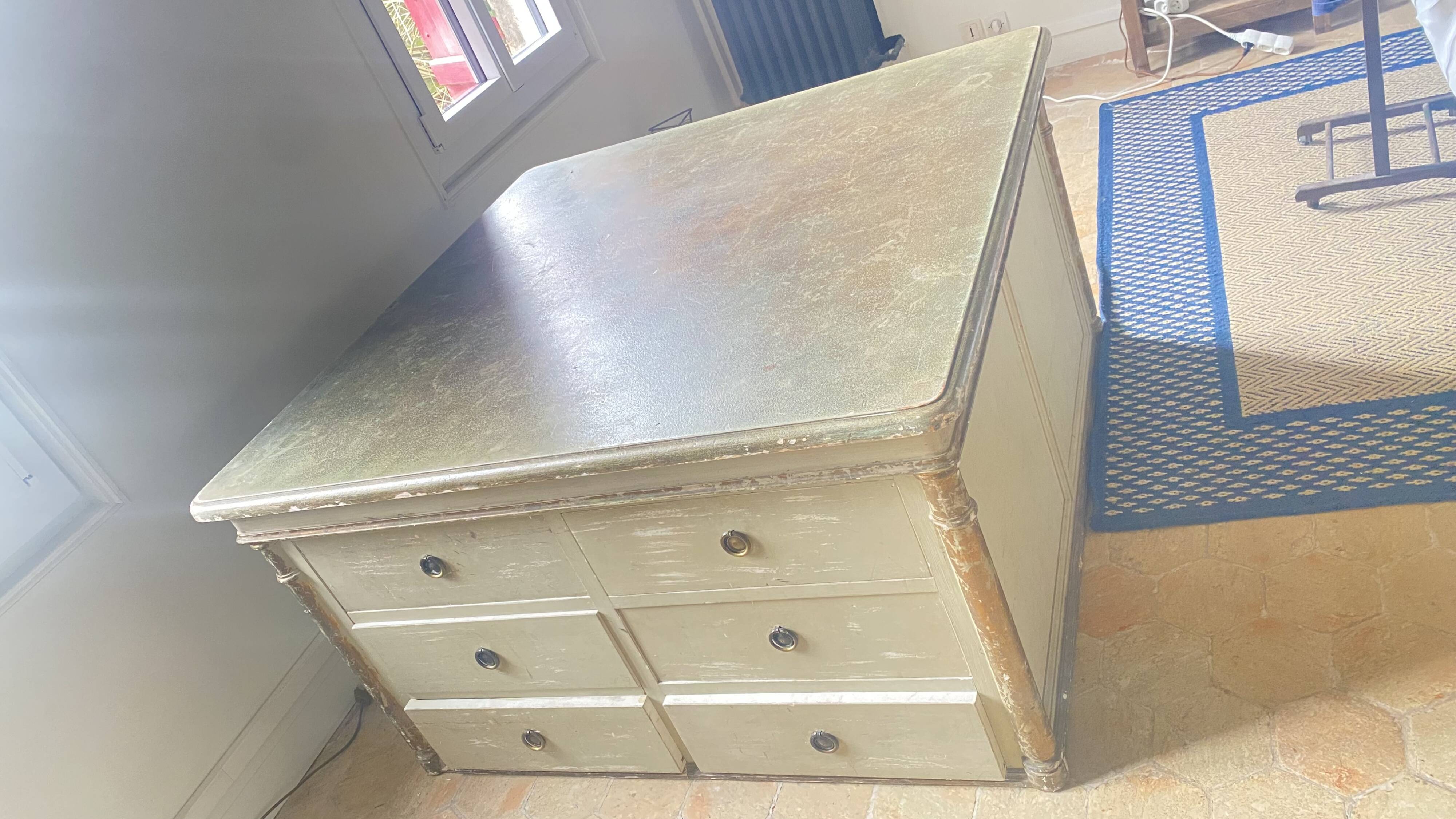 Old wooden workshop furniture – tabletop