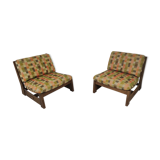 Pair of vintage oak armchairs 1970