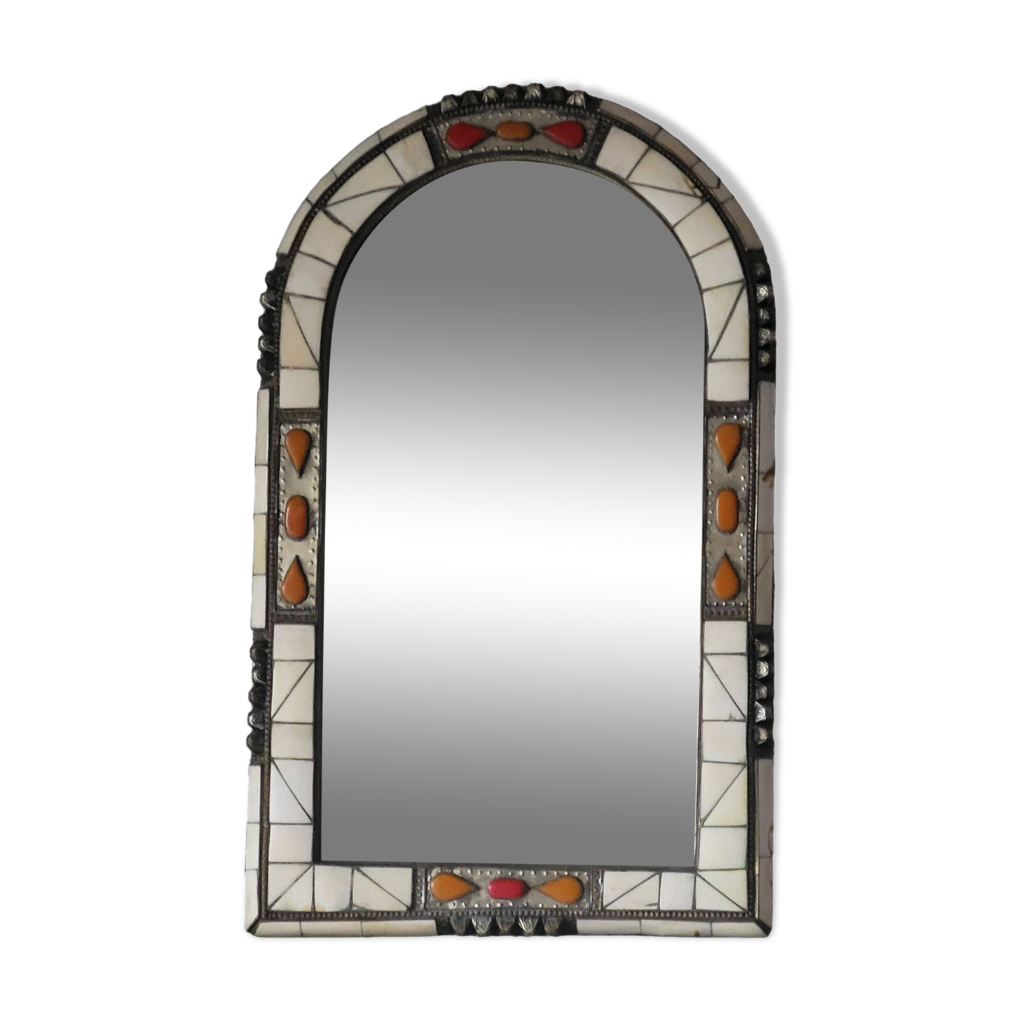 Ethnic bone and stone mirror