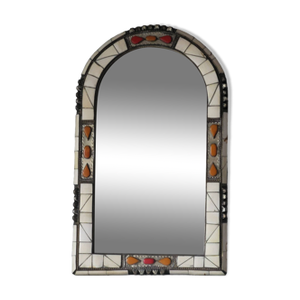 Ethnic bone and stone mirror