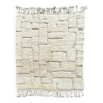 Tapis Berbere Marocain Contemporain Blanc, 160x200 cm