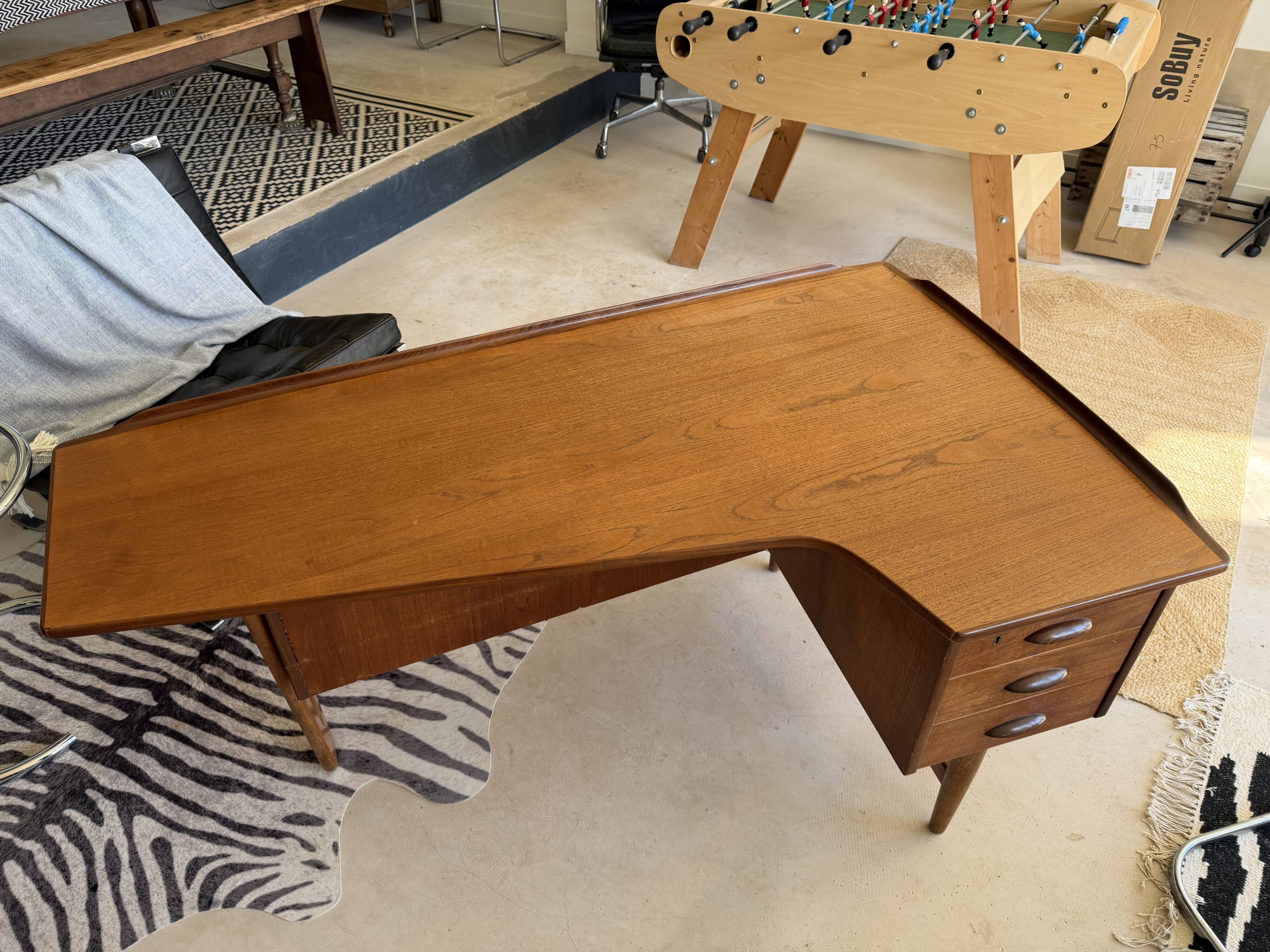 1 Lovig desk in teak, oak base circa 1960
