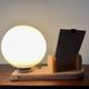 Art Deco pink marble and glass bedside lamp with photo holder