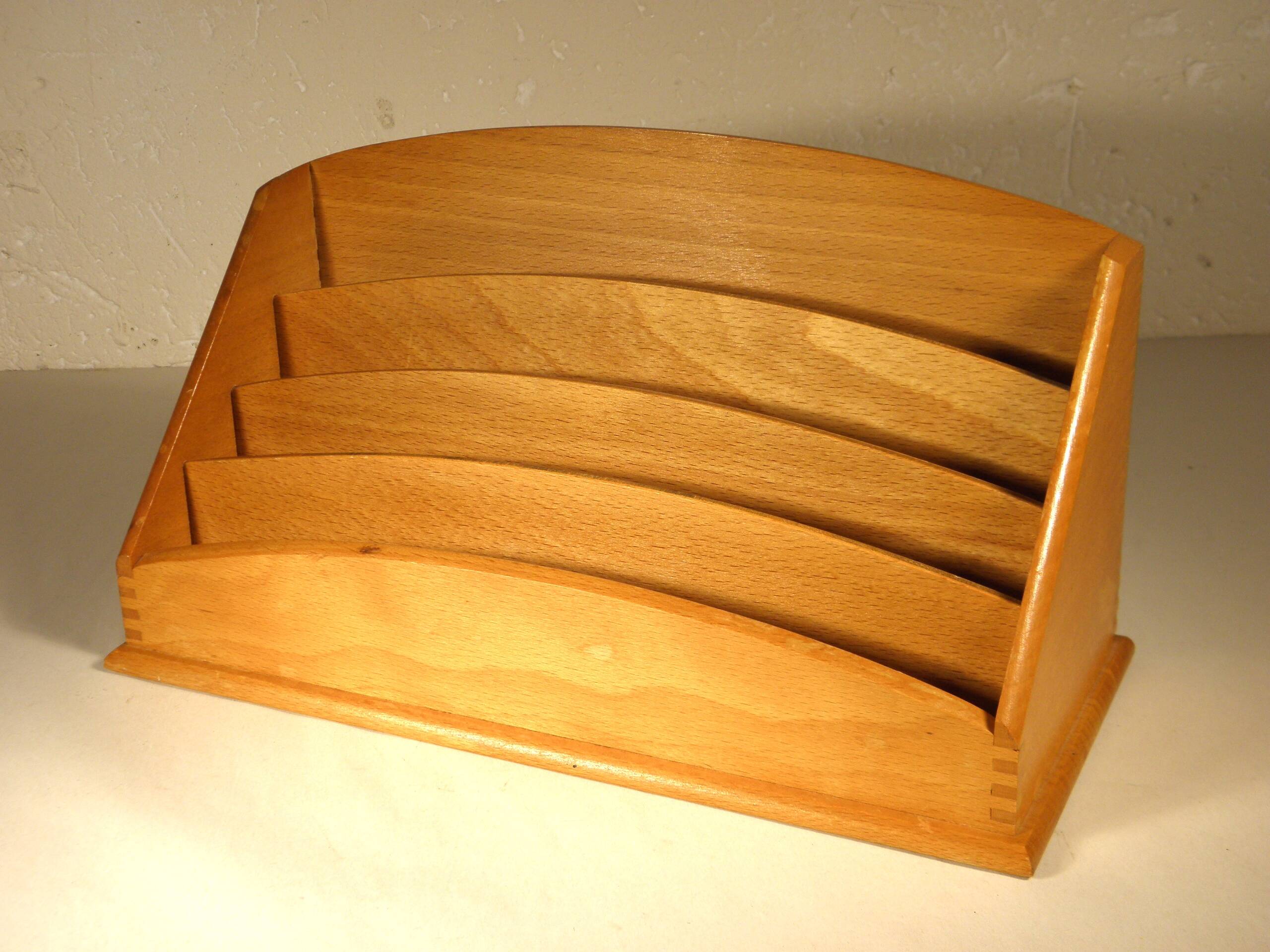 Letter holder, wooden mail holder from the 1950s