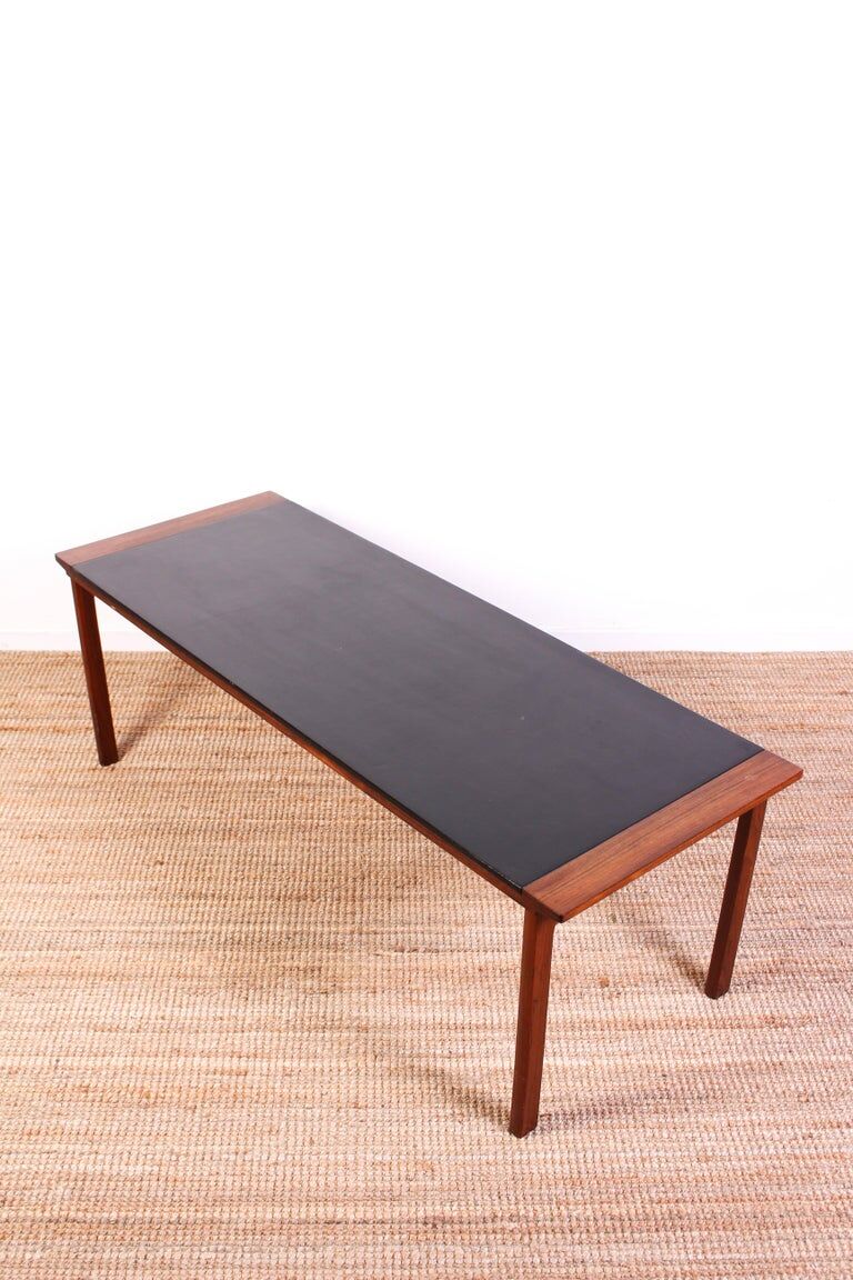 Rosewood coffee table with Denmark leather tray